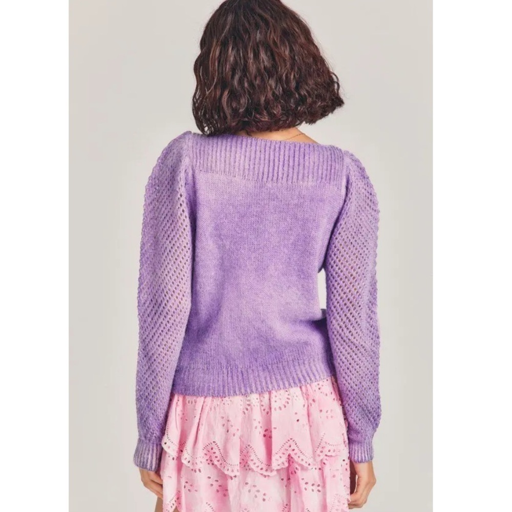 LoveShackFancy Rosie Pullover Sweater Sz S Lavender Wool Alpaca - Picture 2 of 7